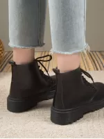 Women's Autumn And Winter New Style Thick Bottom Lace-up Mid-calf Boots