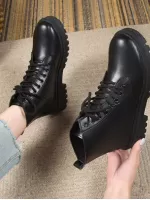 Women's Autumn And Winter New Style Thick Bottom Lace-up Mid-calf Boots
