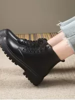 Women's Autumn And Winter New Style Thick Bottom Lace-up Mid-calf Boots