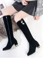 New Arrival Women'S Velvet High Heel Boots Mid-Calf & Knee-High & Over-The-Knee Chunky Heel Boots For Fall & Winter