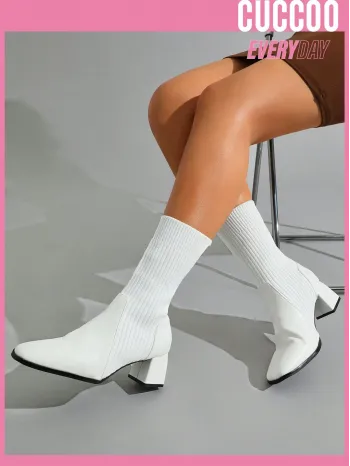 Everyday Collection Minimalist Panel Detail Sock Boots