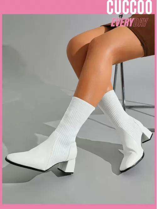 Everyday Collection Minimalist Panel Detail Sock Boots