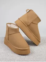 Faux Suede Minimalist Flatform Booties