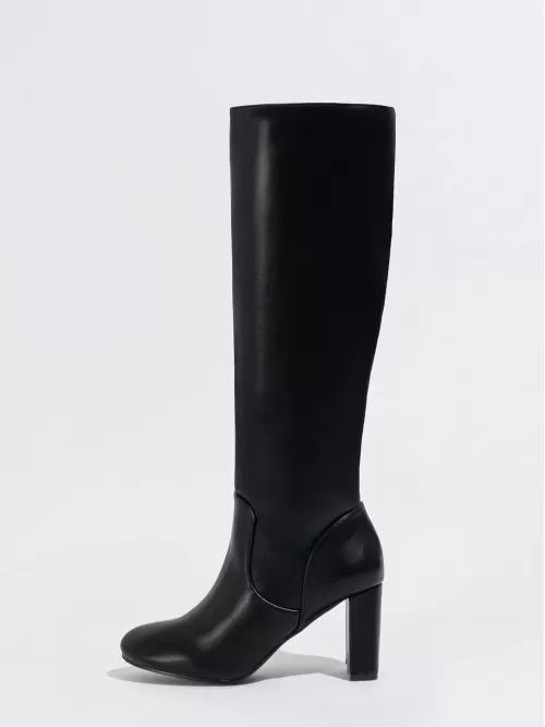 Women'S Thick Bottom Go Go Boots, Knee High Elastic Chunky Square-Toe Mysoft Women'S Winter Fashion Warm Boots With Side Zipper