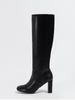 Women'S Thick Bottom Go Go Boots, Knee High Elastic Chunky Square-Toe Mysoft Women'S Winter Fashion Warm Boots With Side Zipper