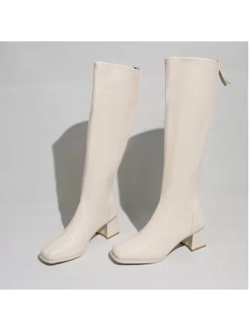 Women'S Knee High Boots, V-Cut, Square Toe, Thick Heel, Slim Fit Design, Fall 2023