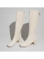 Women'S Knee High Boots, V-Cut, Square Toe, Thick Heel, Slim Fit Design, Fall 2023