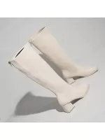 Women'S Knee High Boots, V-Cut, Square Toe, Thick Heel, Slim Fit Design, Fall 2023