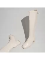 Women'S Knee High Boots, V-Cut, Square Toe, Thick Heel, Slim Fit Design, Fall 2023