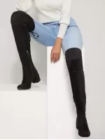 Almond Toe Low Chunky Heel Over The Knee Boots