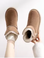 Short Snow Boots For Women With Fur, Winter New Arrival, Loafers Style With Soft And Comfortable Anti-Slip Sole, Suitable For Plus Size, Unisex Couple Style. (Size 36-38, Runs One Size Small)