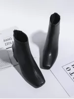 Classic Chunky Heel Boots With Back Zipper
