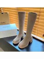 French Style Short Stature Thick Heel Platform Boots For Women, Autumn 2023, Round Toe, Waterproof, High Fashion Knee High Over The Knee Boots