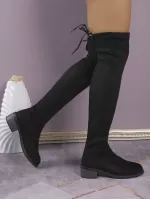 Knee-high Boots For Women Chunky Heel Fashionable Winter Boots, Plus Size, Warm Elastic Socks