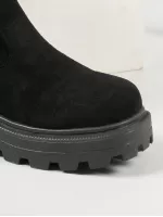 Women's Knee-high Suede Riding Boots With Chunky Heel, Height Boost And Elasticity