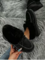 Plush Loafers, One-step, Keep Warm, Flat, Soft Sole, Trendy Shoes, Fall & Winter