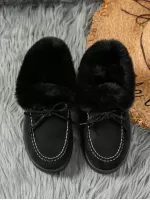 Plush Loafers, One-step, Keep Warm, Flat, Soft Sole, Trendy Shoes, Fall & Winter