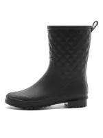 Women's Mid-calf Pvc Molded Anti-skid Rain Boots, Checkered Design Garden Overshoes