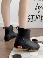 Womens Mid-Calf Anti-Slip Rain Boots PVC Waterproof Shoes Outdoor Garden Rubber Galoshes