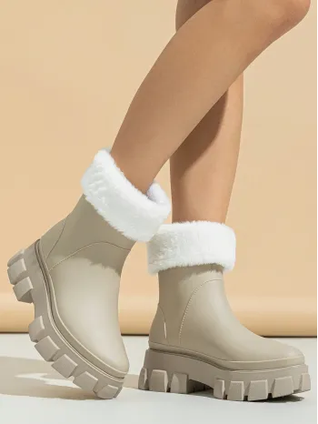 Women's Rain Boots, Soft Pvc, Warm, Non-slip, Cold-proof, Moisturizing, Thickened And Wear-resistant, Fashionable Rain Boots For All Seasons, Chelsea Boots, British Thick-soled Short-tube Women's Adult Rubber Shoes, Water Shoes, Rain Boots