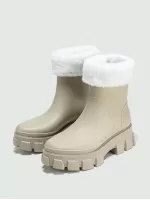 Women's Rain Boots, Soft Pvc, Warm, Non-slip, Cold-proof, Moisturizing, Thickened And Wear-resistant, Fashionable Rain Boots For All Seasons, Chelsea Boots, British Thick-soled Short-tube Women's Adult Rubber Shoes, Water Shoes, Rain Boots