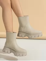 Women's Rain Boots, Soft Pvc, Warm, Non-slip, Cold-proof, Moisturizing, Thickened And Wear-resistant, Fashionable Rain Boots For All Seasons, Chelsea Boots, British Thick-soled Short-tube Women's Adult Rubber Shoes, Water Shoes, Rain Boots