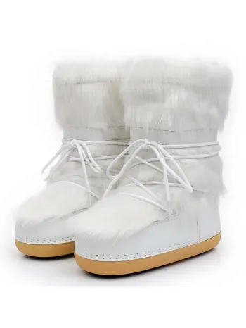 Winter Fashionable Women's Space Boots, White Plus Velvet Snow Boots