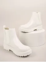 Faux Leather Lug Sole Chelsea Booties