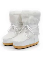 Winter Fashionable Women's Space Boots, White Plus Velvet Snow Boots