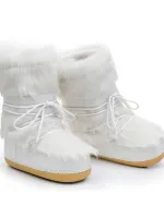 Winter Fashionable Women's Space Boots, White Plus Velvet Snow Boots