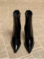 New Arrival Fashionable Ladies' Black Ankle Boots With Chunky Heel, High Heel And Pointed Toe Design For Fall/winter 2023