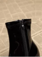 New Arrival Fashionable Ladies' Black Ankle Boots With Chunky Heel, High Heel And Pointed Toe Design For Fall/winter 2023