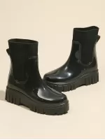 New Elastic Band Women's Mid-calf Rain Boots, Anti-slip, Wear-resistant, Waterproof, Outdoor, Height Increasing