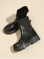 New Elastic Band Women's Mid-calf Rain Boots, Anti-slip, Wear-resistant, Waterproof, Outdoor, Height Increasing