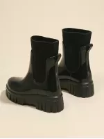 New Elastic Band Women's Mid-calf Rain Boots, Anti-slip, Wear-resistant, Waterproof, Outdoor, Height Increasing