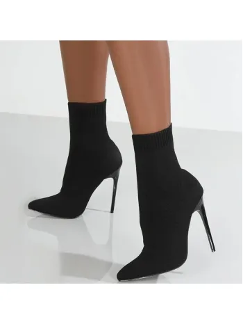 European And American Style New Sexy Women's Short Boots Pointed Toe Stiletto High Heeled Shoes For Autumn And Winter Plus Size